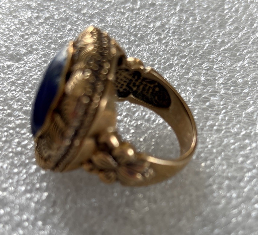 Large Barse Brass Lapis Luzuli Ring Beautiful Ring