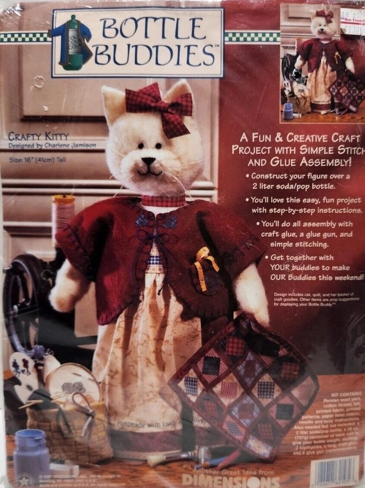 Bottle Buddies, Craft Kitty Kit, simple stitch & glue - Dimensions 62105