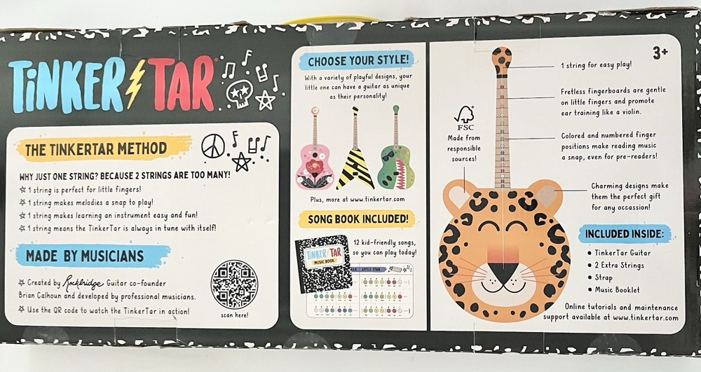 Tinker Tar Yellow Black Start Guitar Includes Music Book, Strap & 2 Extra String
