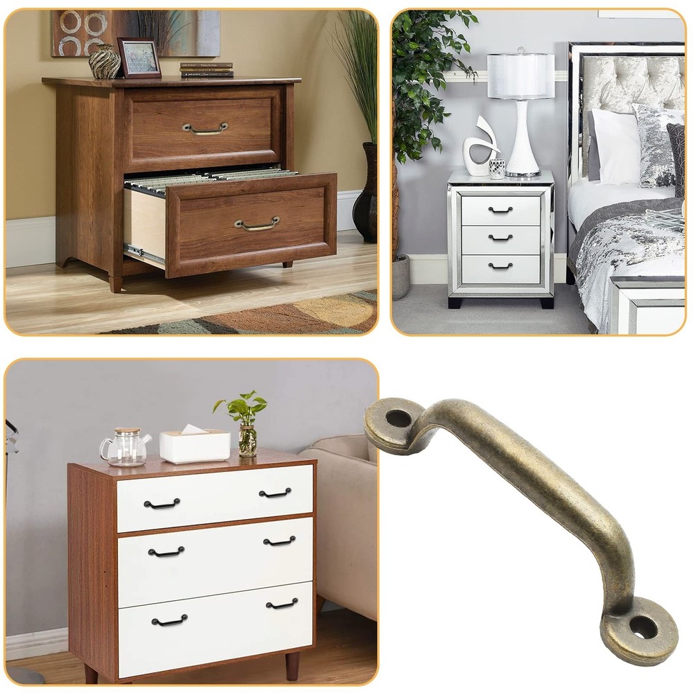 Bivethoi 10pcs Zinc Alloy Refined Vintage Pull Handle, Gate Pulls Antique Cup...