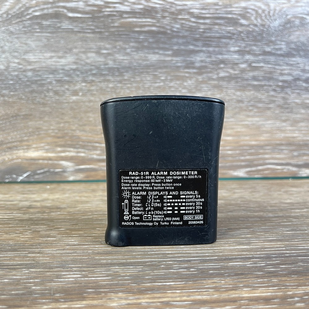 RADOS RAD51R Black Alarming Radiation Dosimeter (MISSING BATTERY CAP)