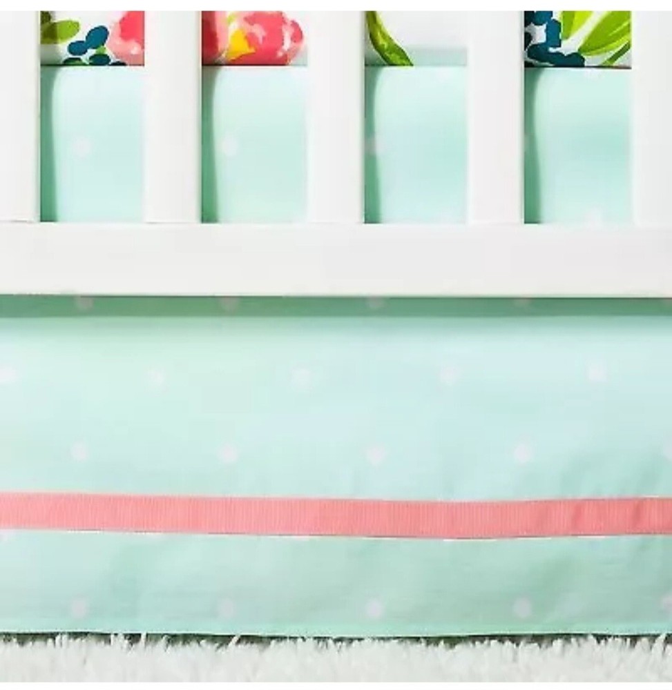 Crib Bedding Set Floral Fields 4pc - Cloud Island Pink/Mint New I Original Packg