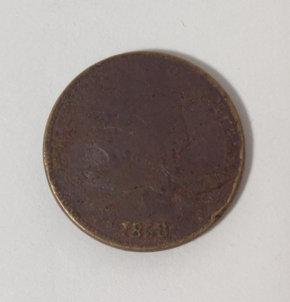 1858 FLYING EAGLE CENT TONE DAMAGE