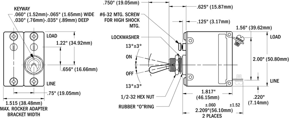 BLUE SEA CIRCUIT BREAKER A2TOGGLE15A MILSPEC- 7312-BSS