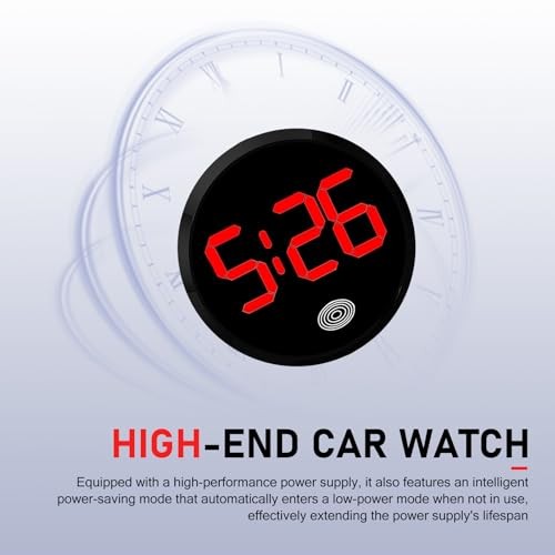 Car Clock, Touch Activated Digital Dashboard Clock, Automotive 1 PC Red