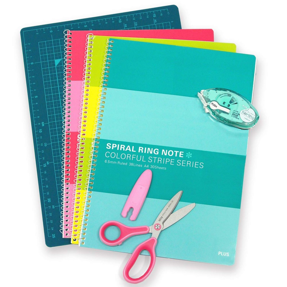 Cutter mat A4 & children's scissors & 3 ring notebooks & glue tape