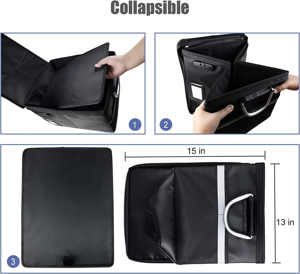 Fireproof Document File Organizer Box, Fireproof Safe Box with Lock, Portable Of