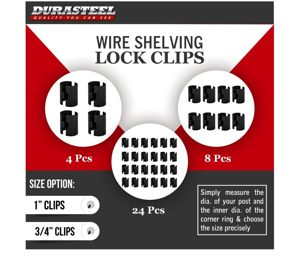 Wire Shelving Shelf Lock Clips / Shelving Sleeves - Fits with Thunder Group, ...
