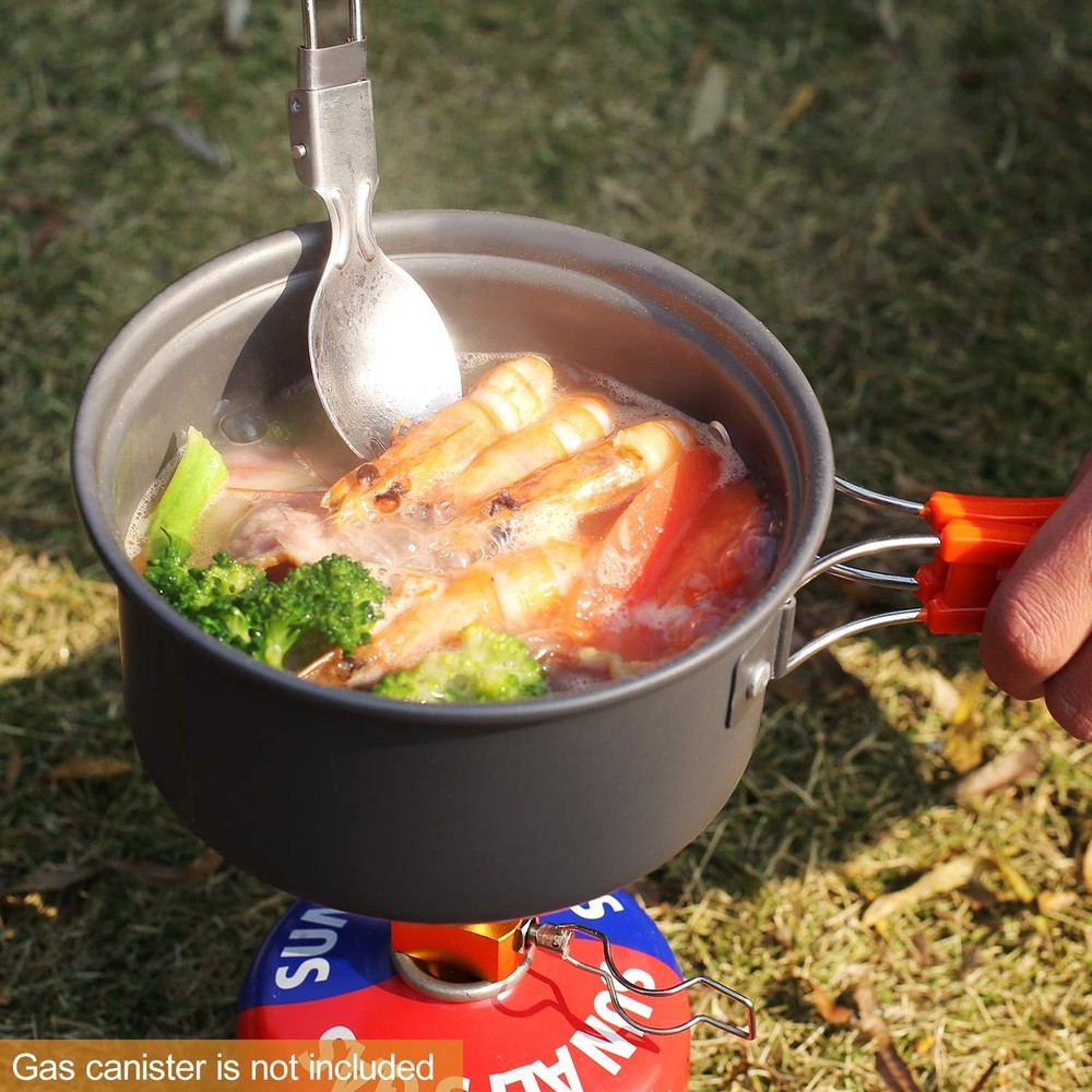 REDCAMP 10 PCS Camping Cookware Mess Kit Camping Gear Campfire Utensils Light...