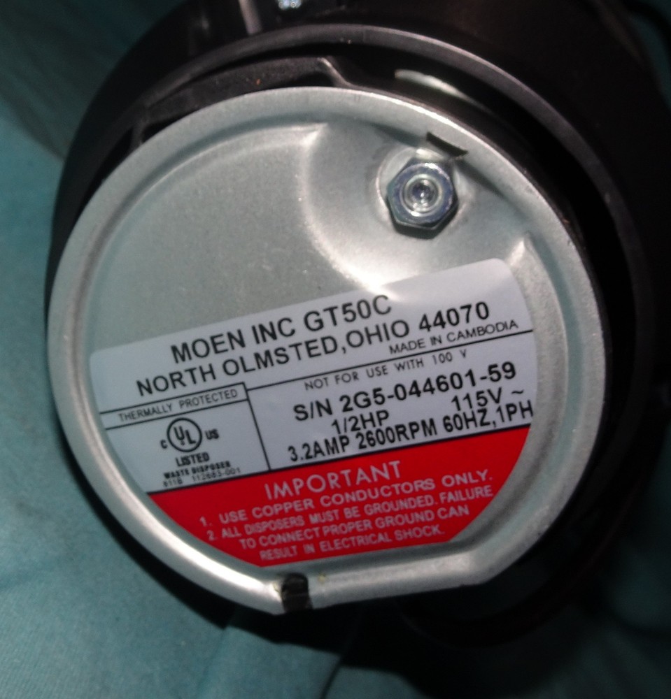 = new = open box = Moen prep GT50C GT Series 1/2 HP Continuous Garbage Disposal