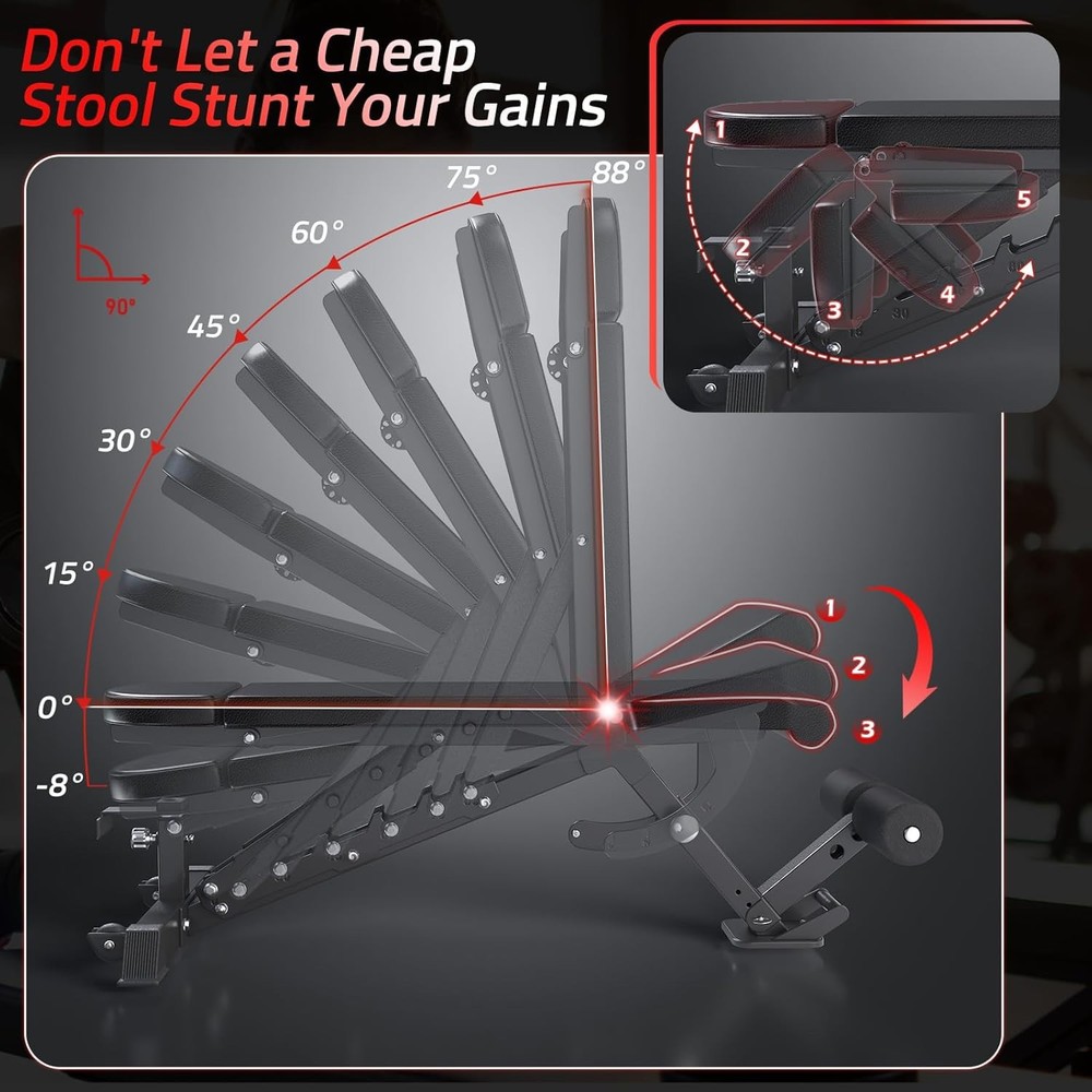 Weight Bench 1300Lbs Capacity Bench Press & Strength Training Workout Benche