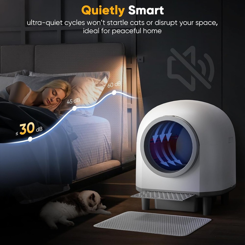 88L Large Smart Automatic Self Cleaing Cat Litter Box with App Control Mat Liner