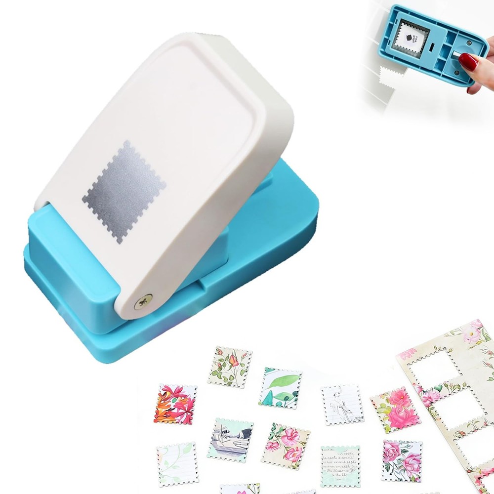 1X0.8Inch Rectangular Postage Stamp Puncher,Rectangle Lever Action Stamp Punch,S