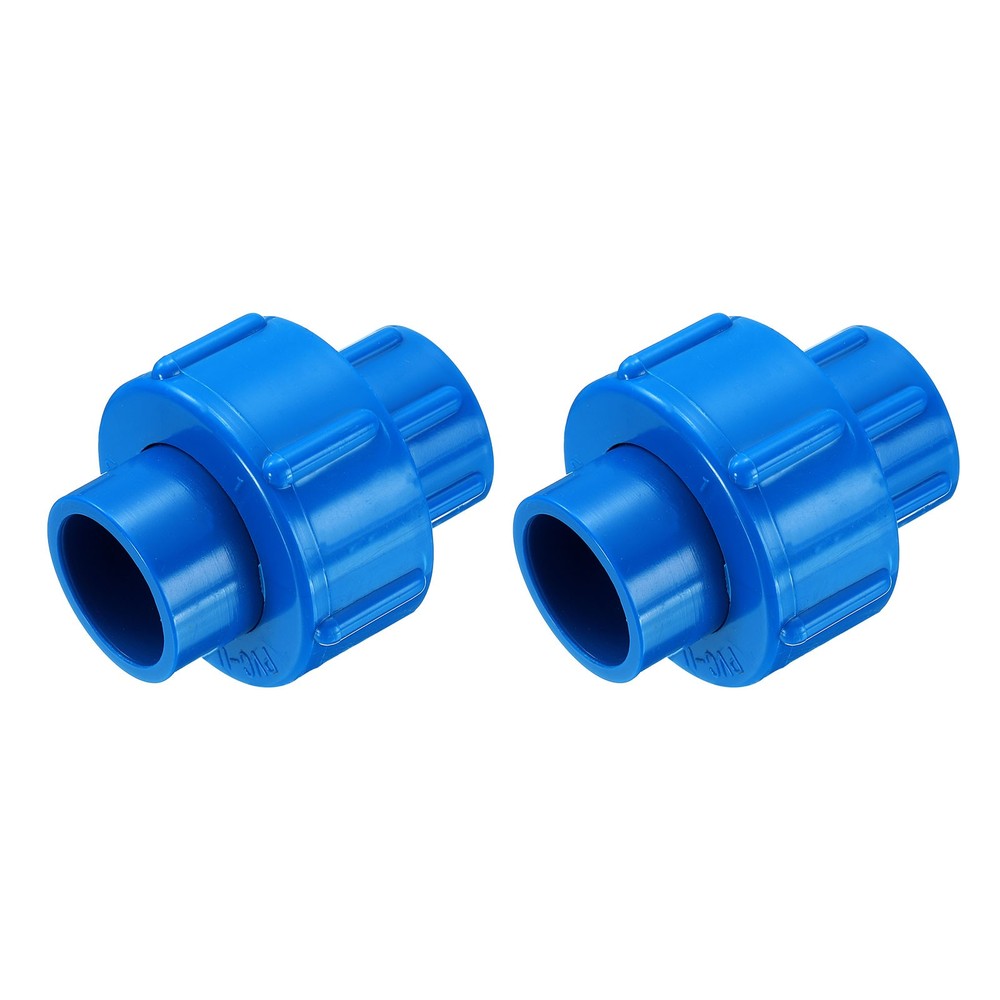 2 Pcs 1/2" Union PVC Coupling Pipe Fitting Adapter, Blue