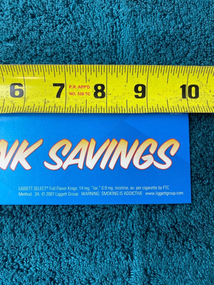Liggett Select Price Cigarette Pack Rack Insert Sign Think Savings