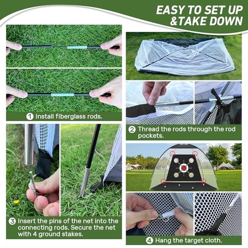Golf Net with Practice Mat,Golf Hitting Aid Nets 10x7FT for Backyard 10*7