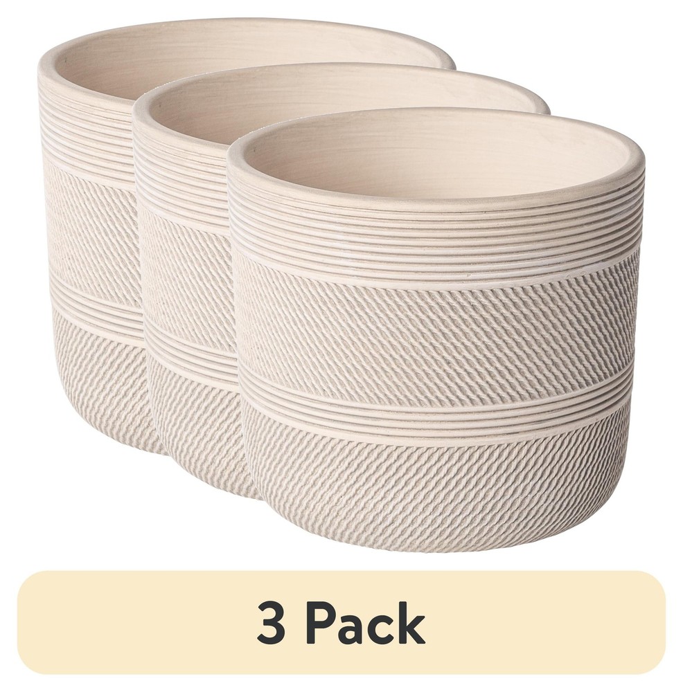 8" x 8" x 7.2" Round White Ceramic Tye Plant Planter