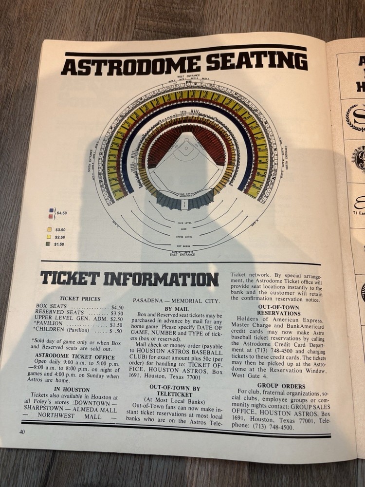 1975 Houston Astros Baseball Program