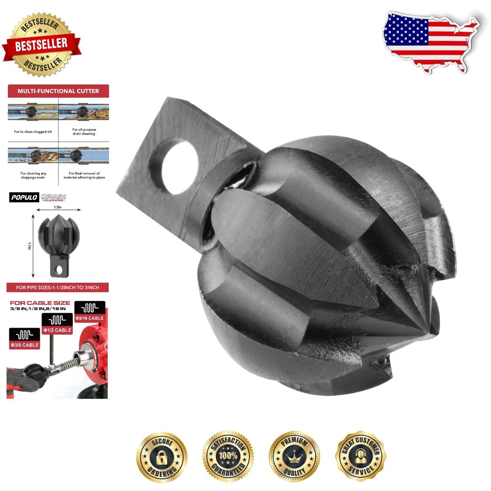 Drain Snake Cutter 1.5" Multi-Functional, Roots, Scale, Durable