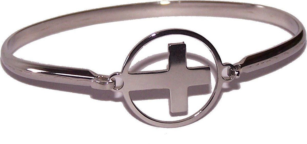 Bracelet silver tone with Cross - 2.5 Inch side width by 2 Inches vertical width