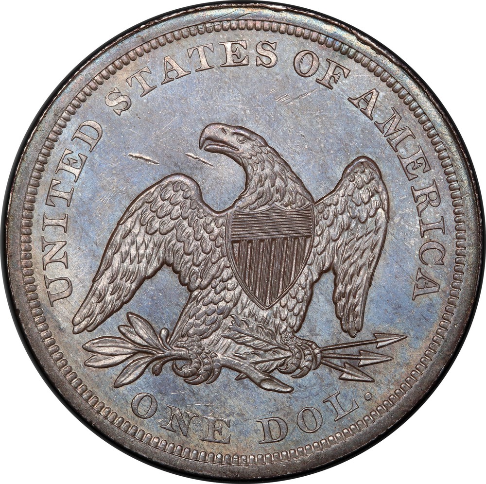 1843 LIBERTY SEATED S$1 PCGS MS 64