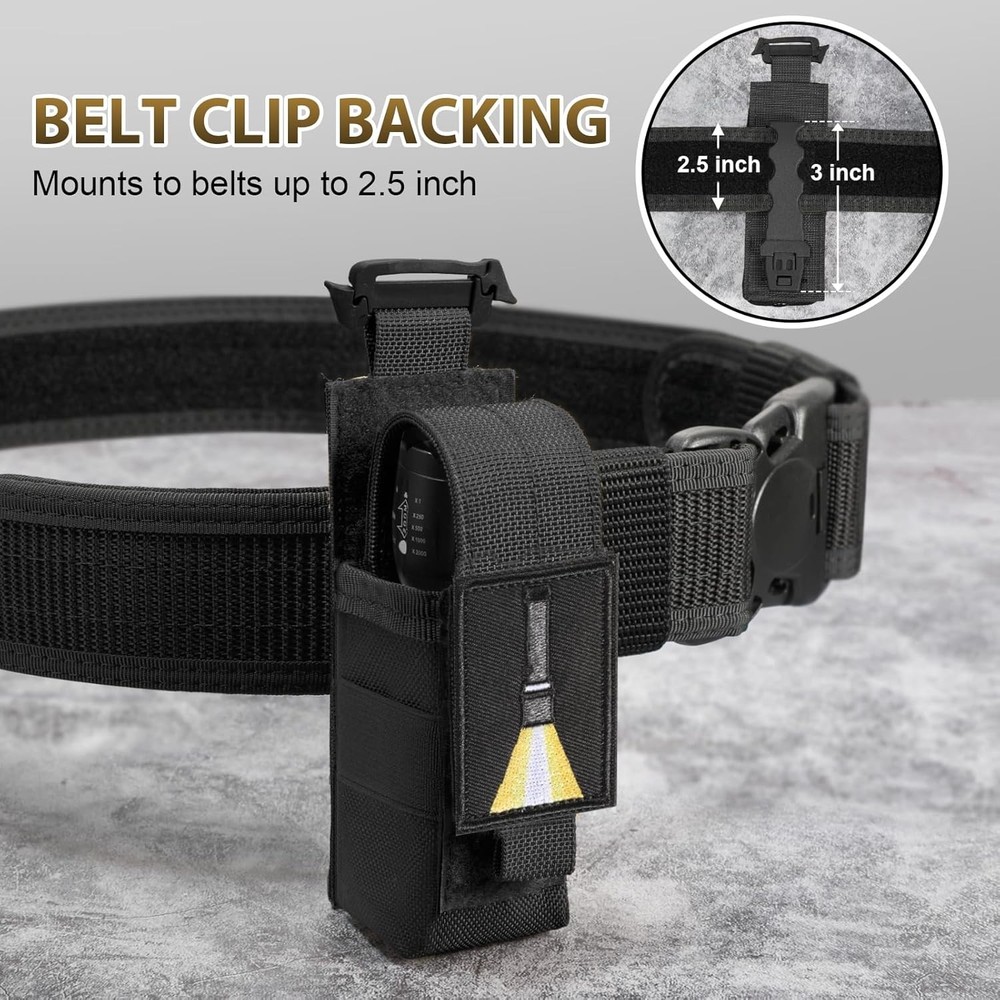 Tactical Flashlight Holster, Adjustable Flashlight Pouch Holder Molle Torch Carr