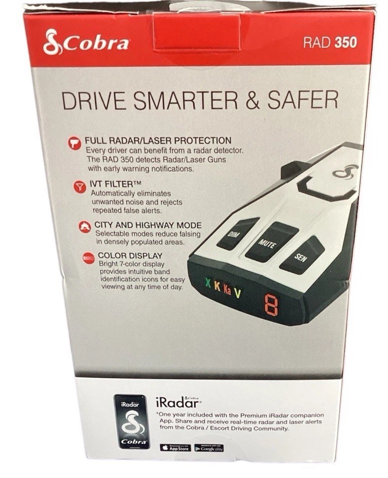 Cobra Electronics Rad 350 Radar and Laser Detector NEW