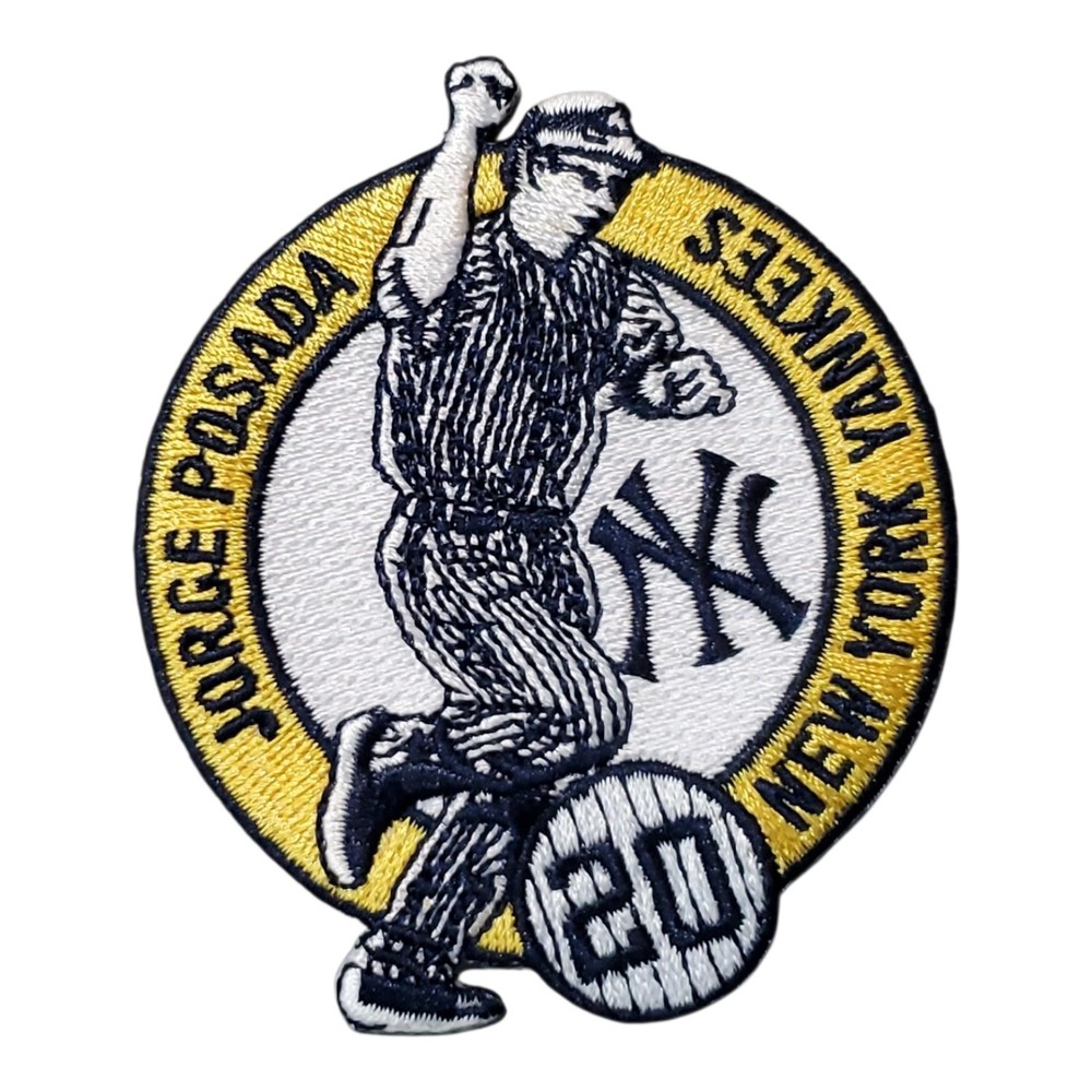 Commemorative Patch Jorge Posada #20. Yankees. Embroidered. Iron On. 3"x 2.5"