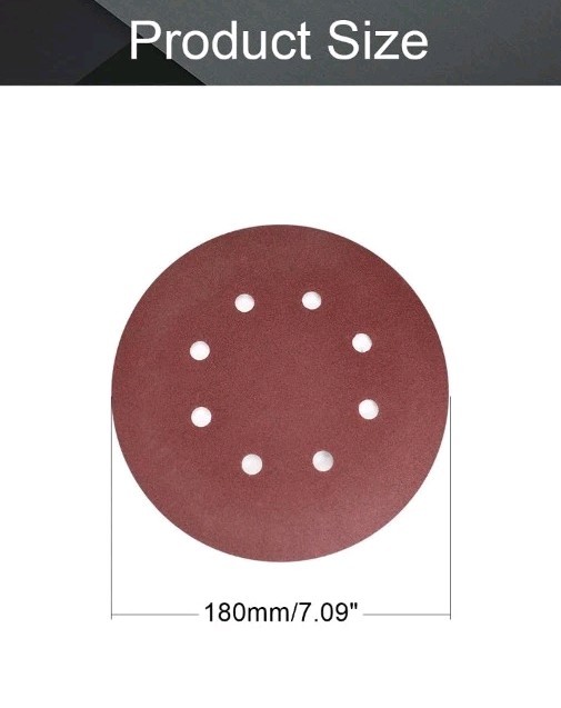 10Pcs 7" 8 Hole Hook&Loop Sanding Disc 120 Grit Flocking Sandpaper Sander Paper