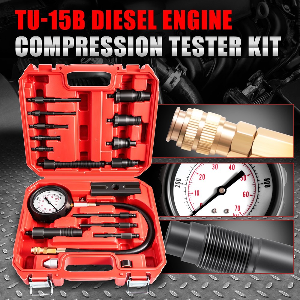 TU-15B Cylinder Diesel Engine Compression Gauges Pressure Meter Tester Tool Kits