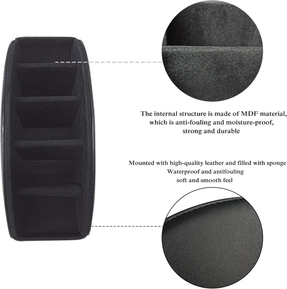 Leather Remote Control Holder with 5 Compartments Desktop Organizer Storage Box/