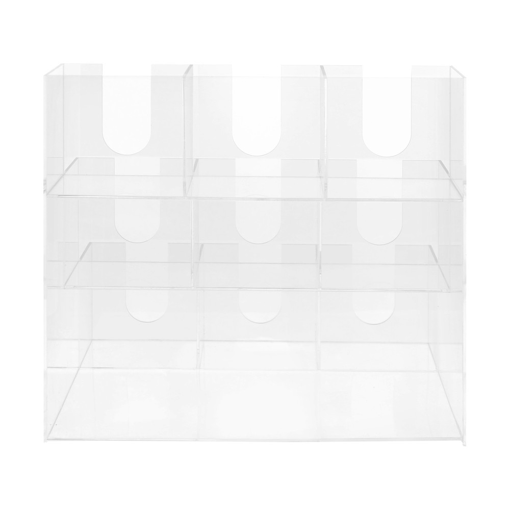 Acylic 9 Compartments Coffee Cup Holder Counter Top Disposable Cups Organizer