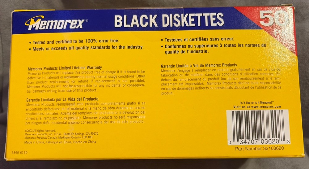 50 Pack Memorex 3.5" Computer Diskettes HD New Unopened