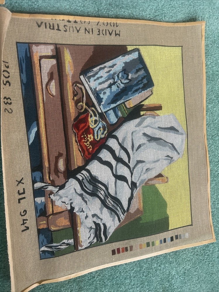 needlepoint canvas handpainted vintage