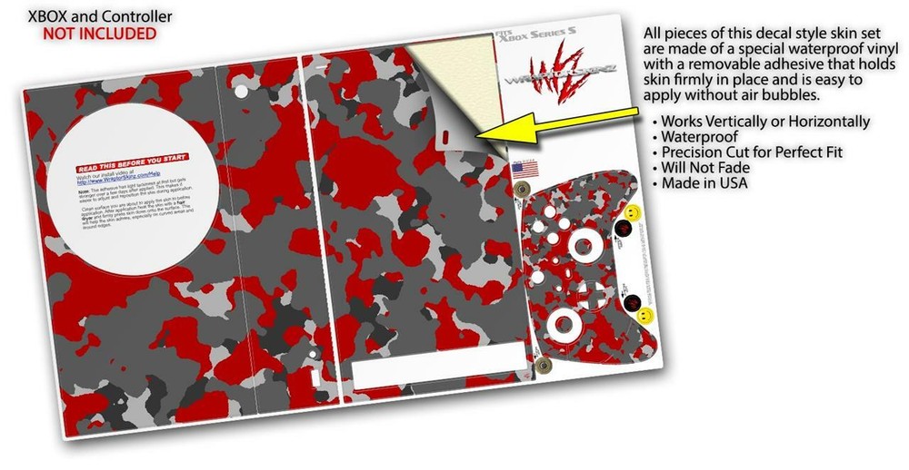 Skins XBOX Series S Console Controller Old School Camouflage Camo Red