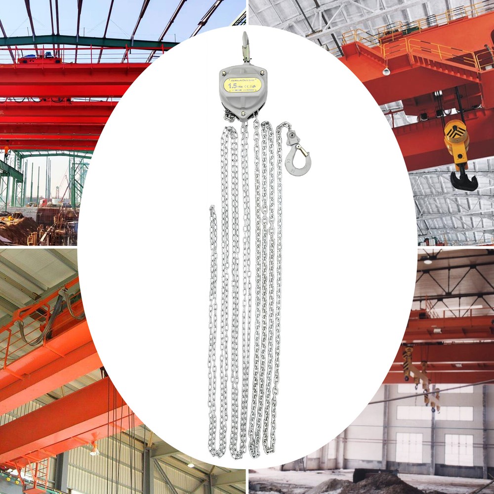 1.5 Ton Chain Hoist with 20 FT Lifting Chain Hook Latch Overhead Rigging