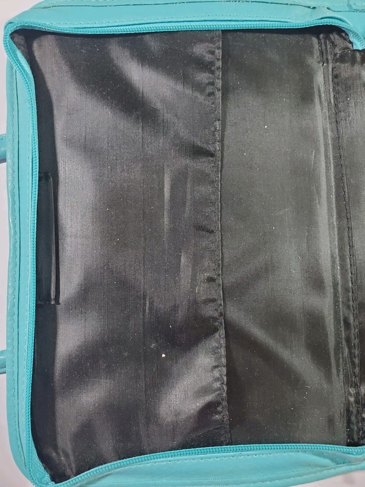 Faux Leather Bible Cover Teal Medium Crucifix Zipper Pull