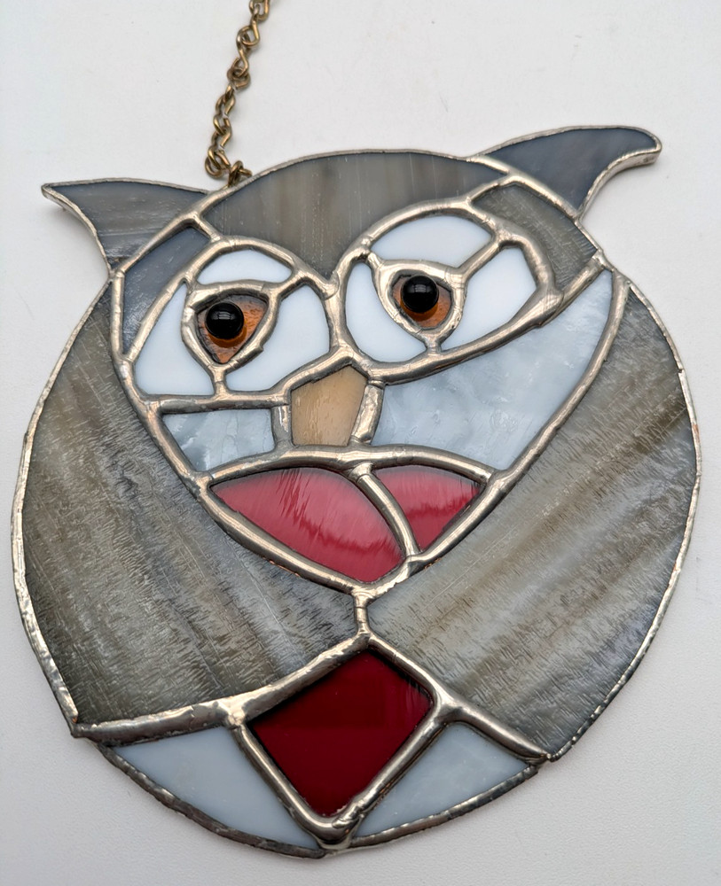 Stained Glass Owl Suncatcher Applied Eyes