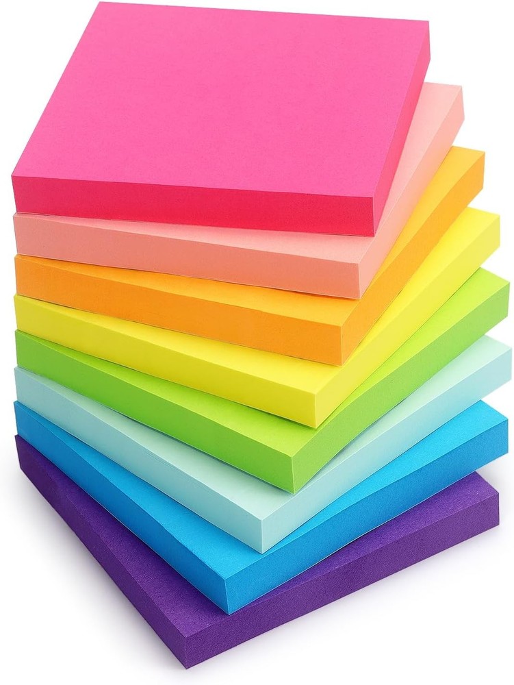 8 Pads Stiy Notes Self-Sti Notes 8 Bright Multi Colors