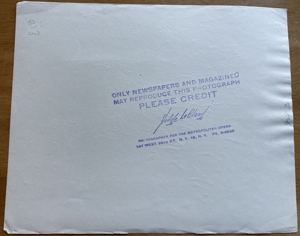 Tenor Eugene Conley Autograph Photo from "Tosca"