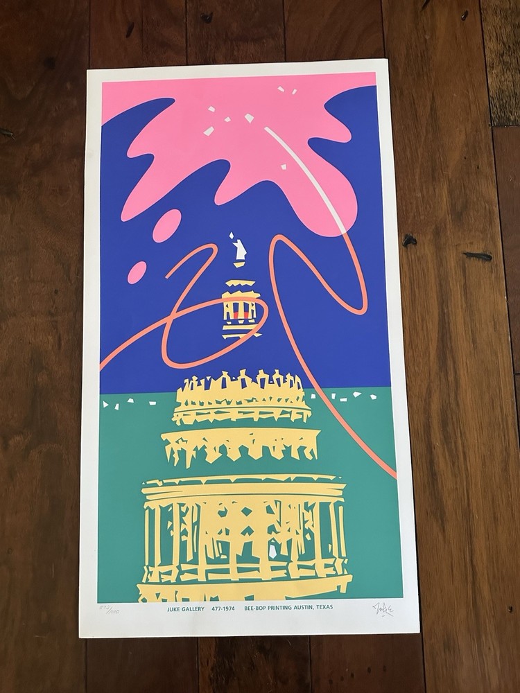 Authentic Guy Juke signed 15x27" silkscreen Austin Capitol  272/1000