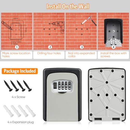 Key Lock Box Wall Mounted, 4 Digit Combination Assorted Sizes , Colors