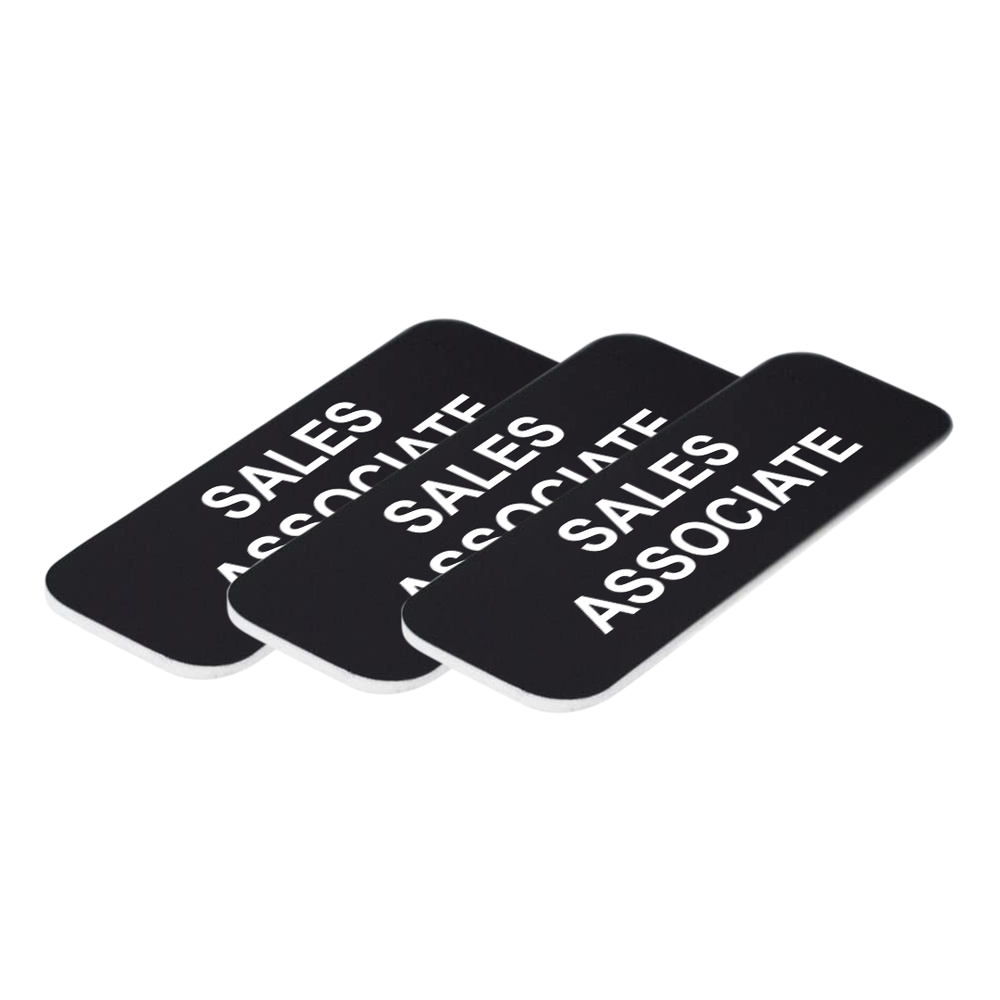 Sales Associate 1 x 3" Name Tag/Badge, (3 Pack)
