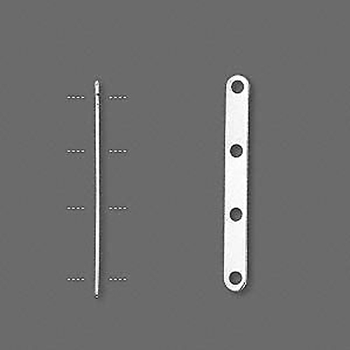 100 Spacer bar silver plated 4-strand rounded rectangle 8mm between holes AC022
