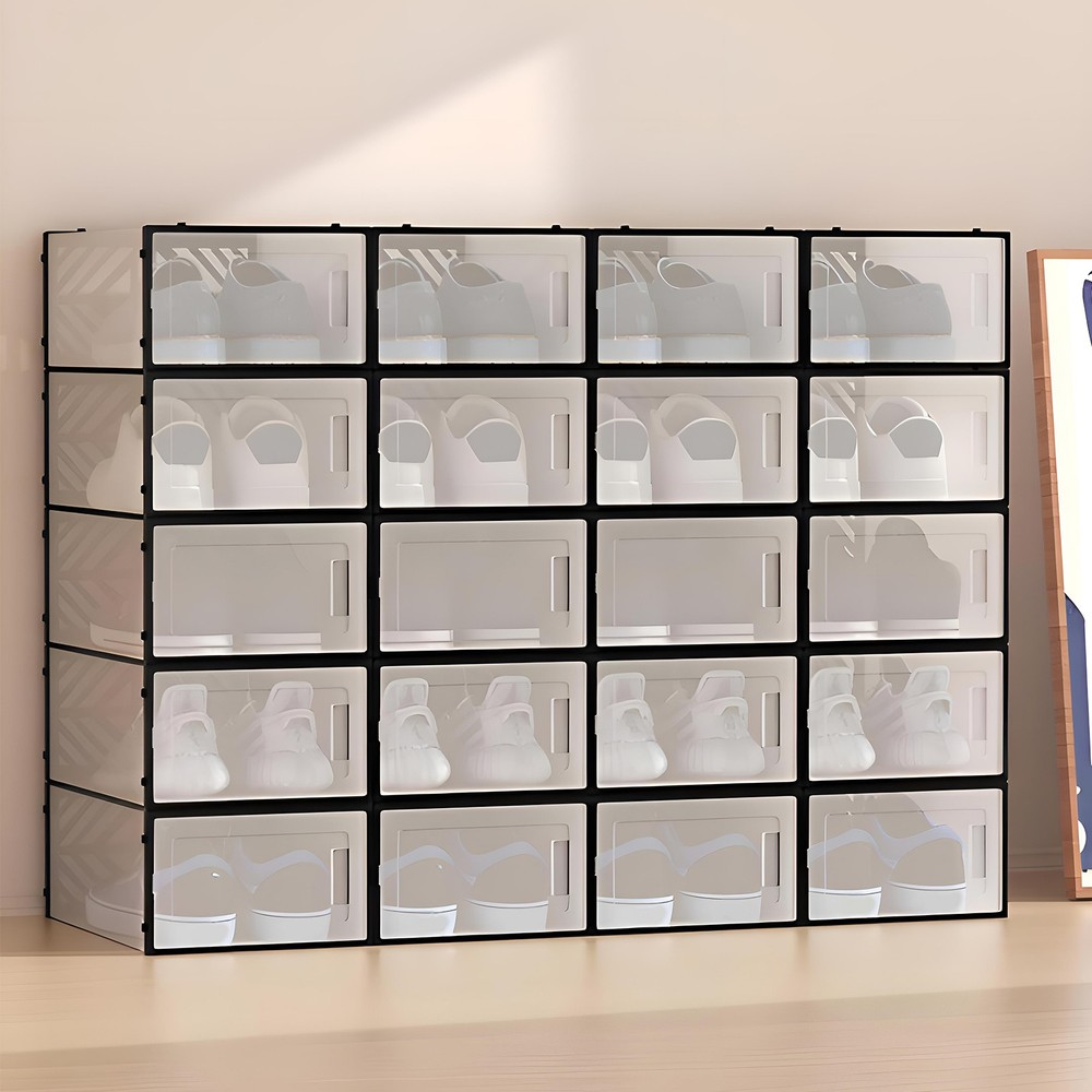 Rectangle Stackable Shoe Boxes, 20 Pieces Shoe Organisers, Shoe Storage Box