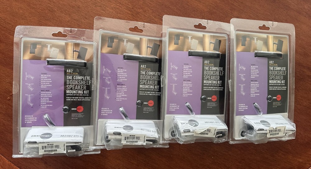 Complete Bookshelf Speaker Mounting Kit AB2 Wall & Ceiling Mount - 4pcs