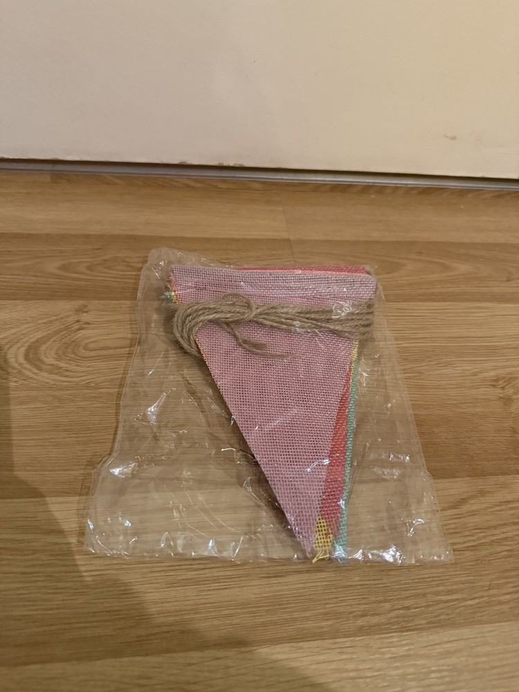 Multicoloured Burlap Triangle Bunting Party Decoration