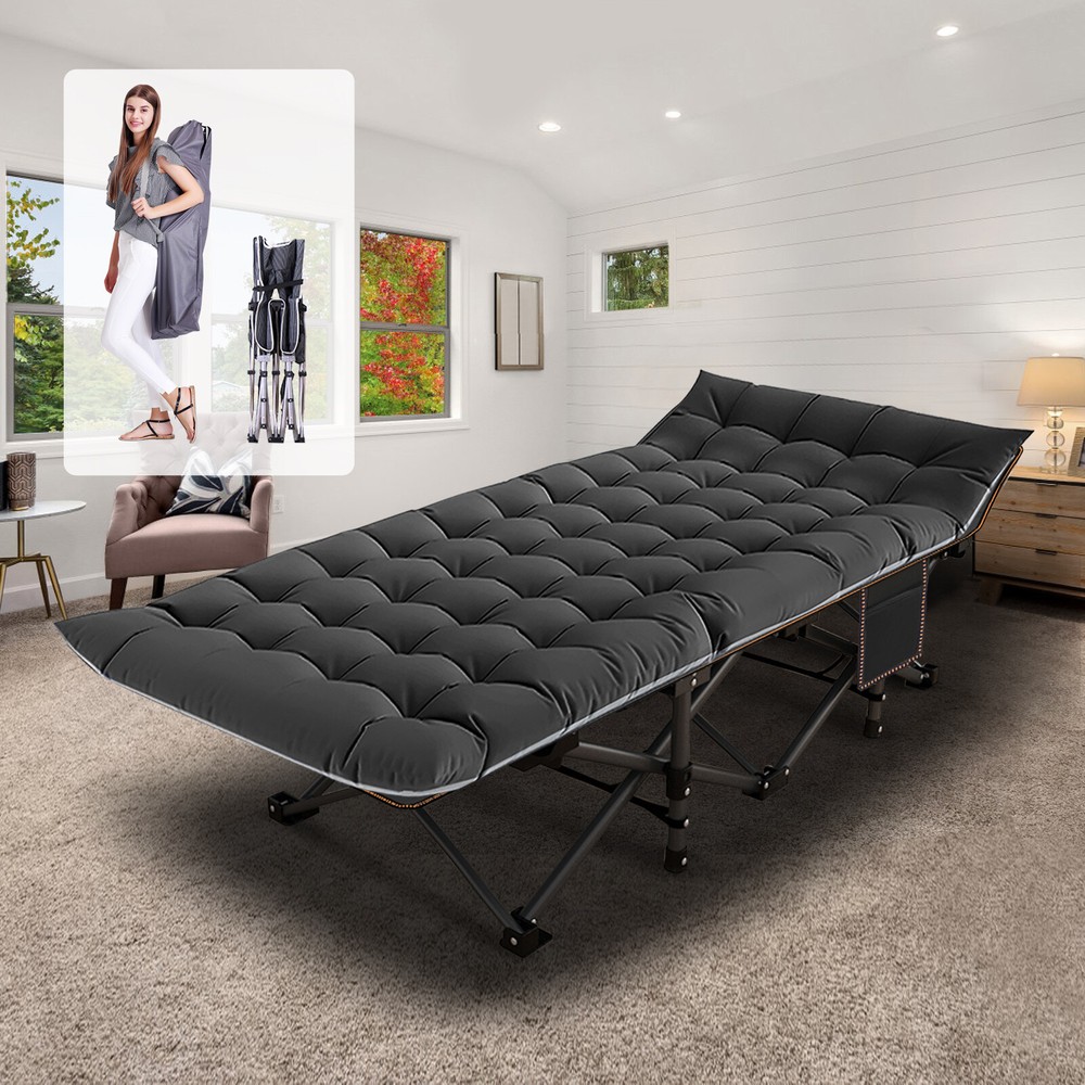 Folding Camping Cot Bed Adjustable 4/6 Position Patio Lounge Chair Sleeping Cots