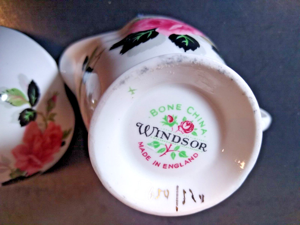 Windsor Bone China Pink Rose Cream & Open Sugar set