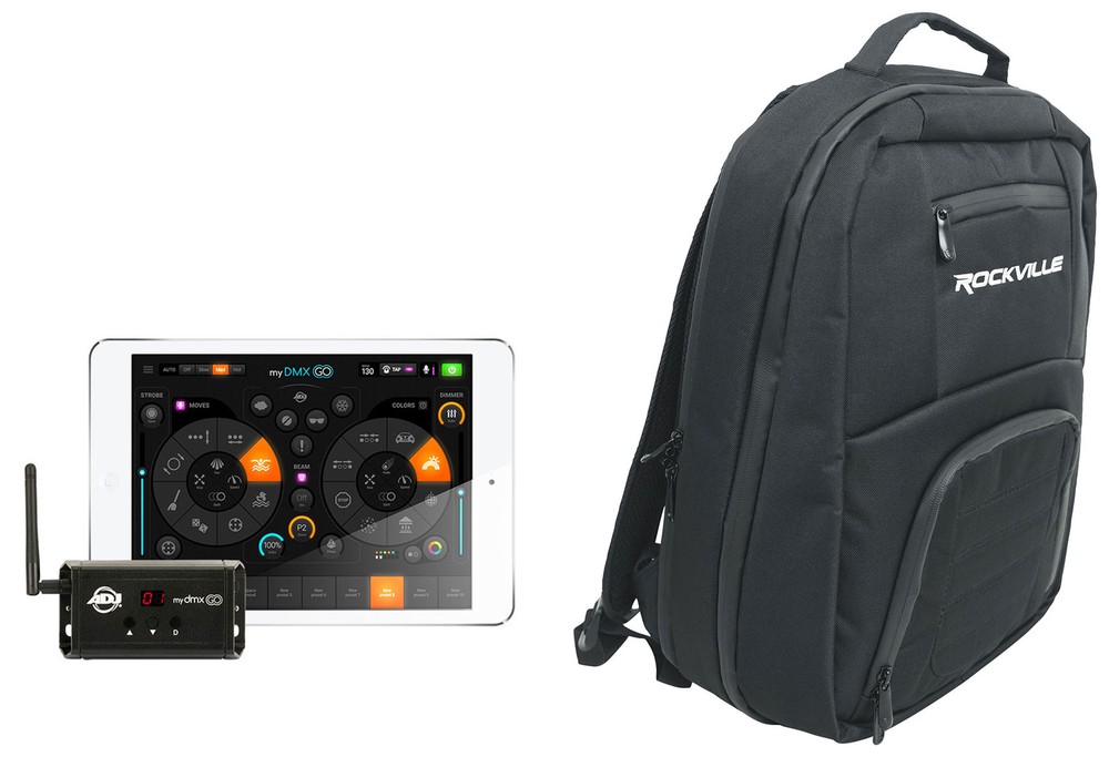 American DJ ADJ MYDMX GO Lighting Control App for iPad/Android Tablets+Backpack